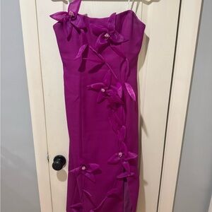 Elliatt Bethany Strapless Midi Dress with Floral Accents